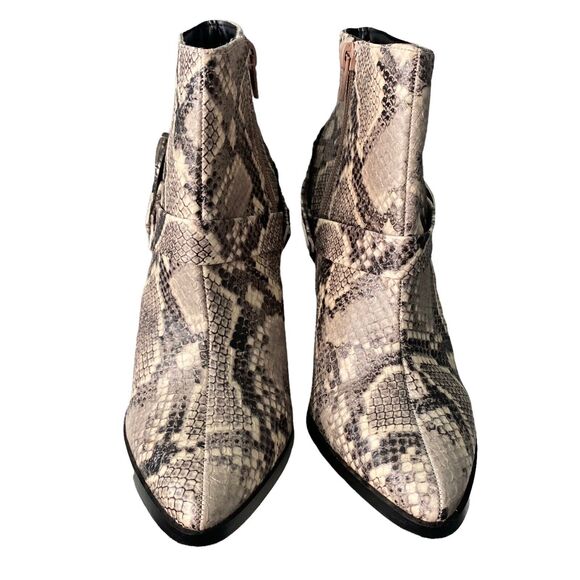 ANDREA 7 Ankle Booties Block Heel Western Python Snake Pointed Toe - Picture 5 of 12